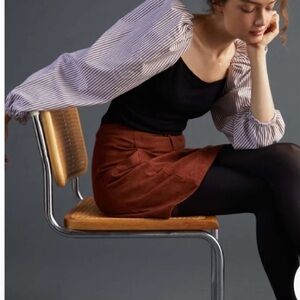 Anthropologie Maeve Open-Back Puff-Sleeved Blouse striped sleeve large